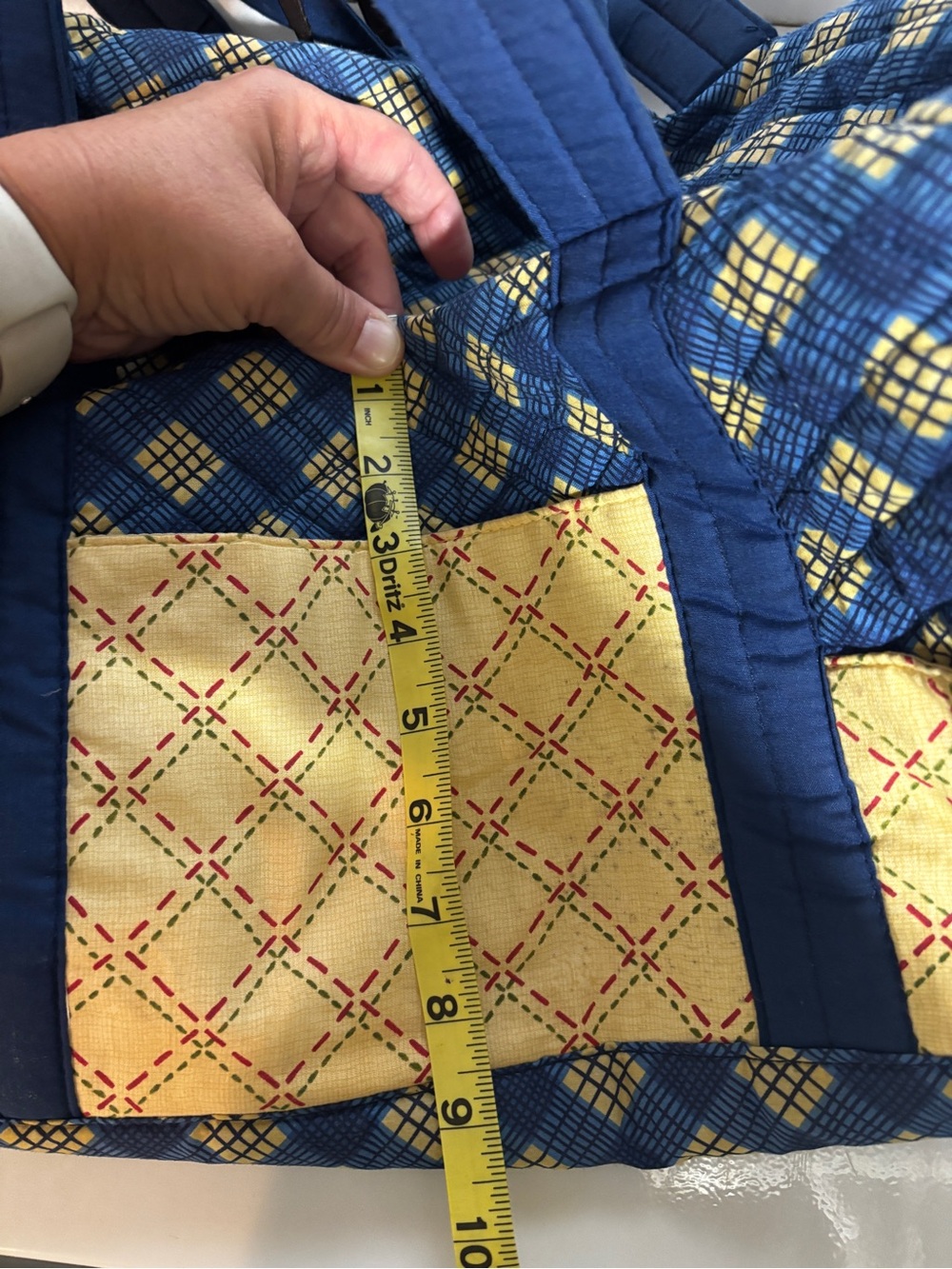 Blue and Yellow Geometric Travel Duffel Bag - Picture 10 of 10